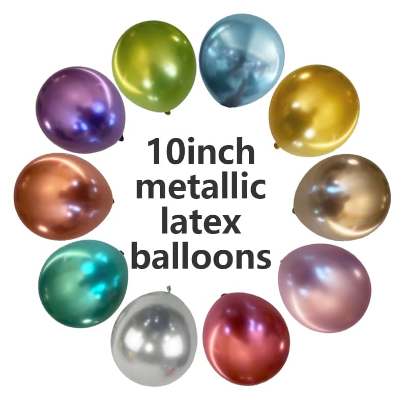 10 tums metalliska latexballonger