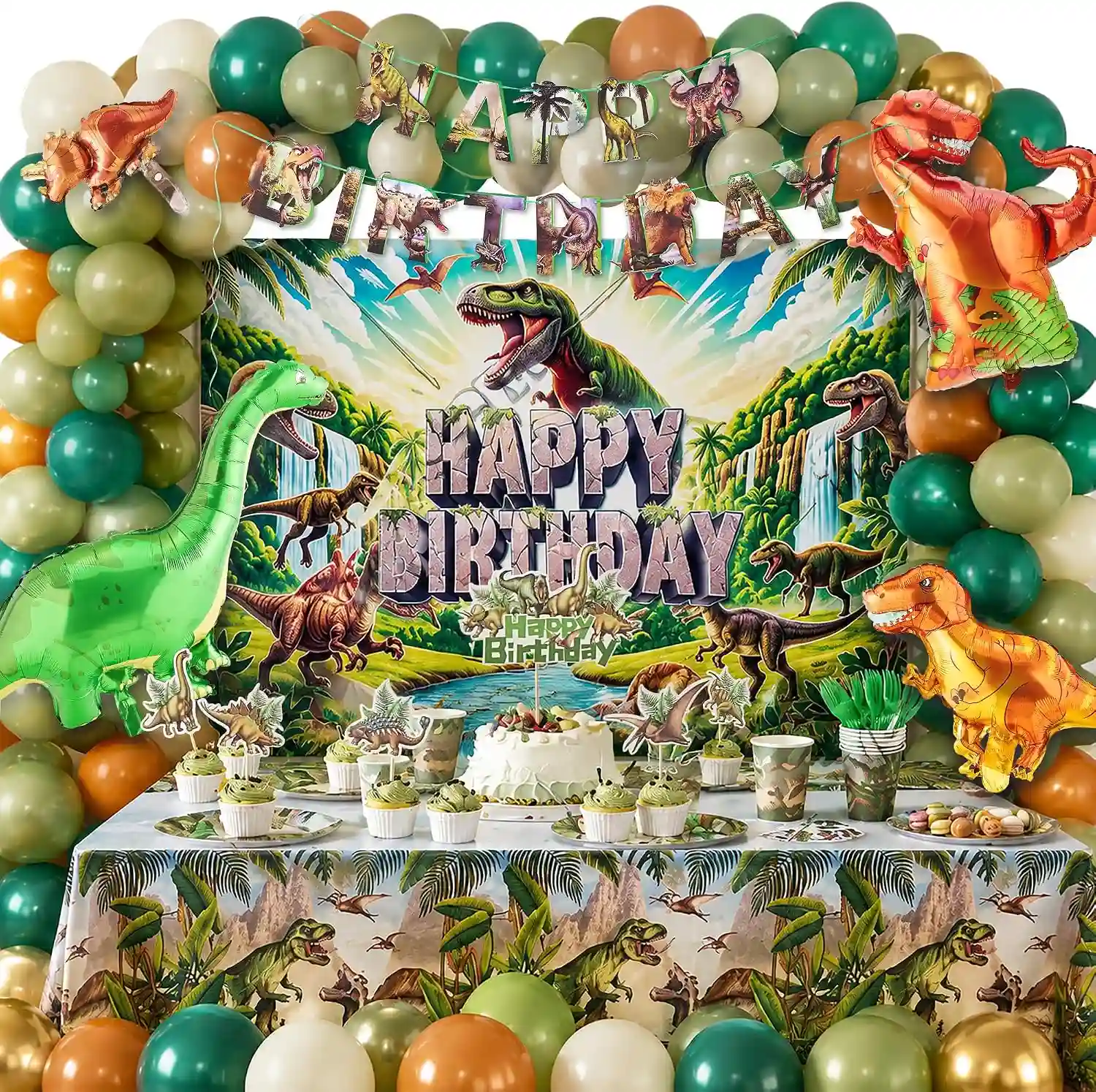 Ballongdekorationer för dinosauriefödelsedag