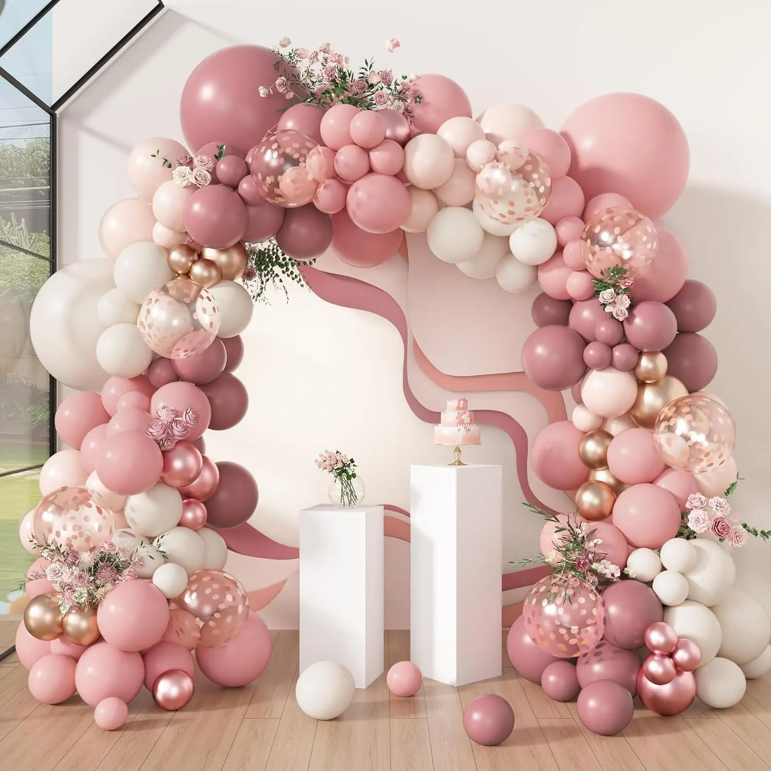 Dusty Rose Balloon Garland Arch Kit