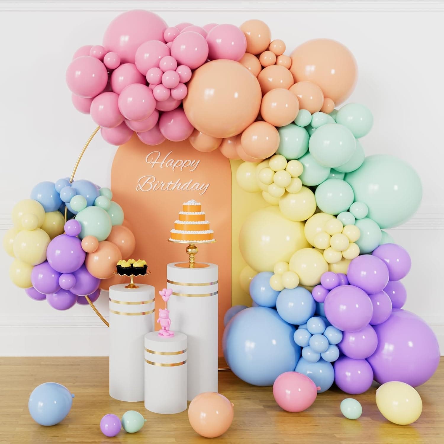 Pastell Rainbow Balloon Garland Arch Kit