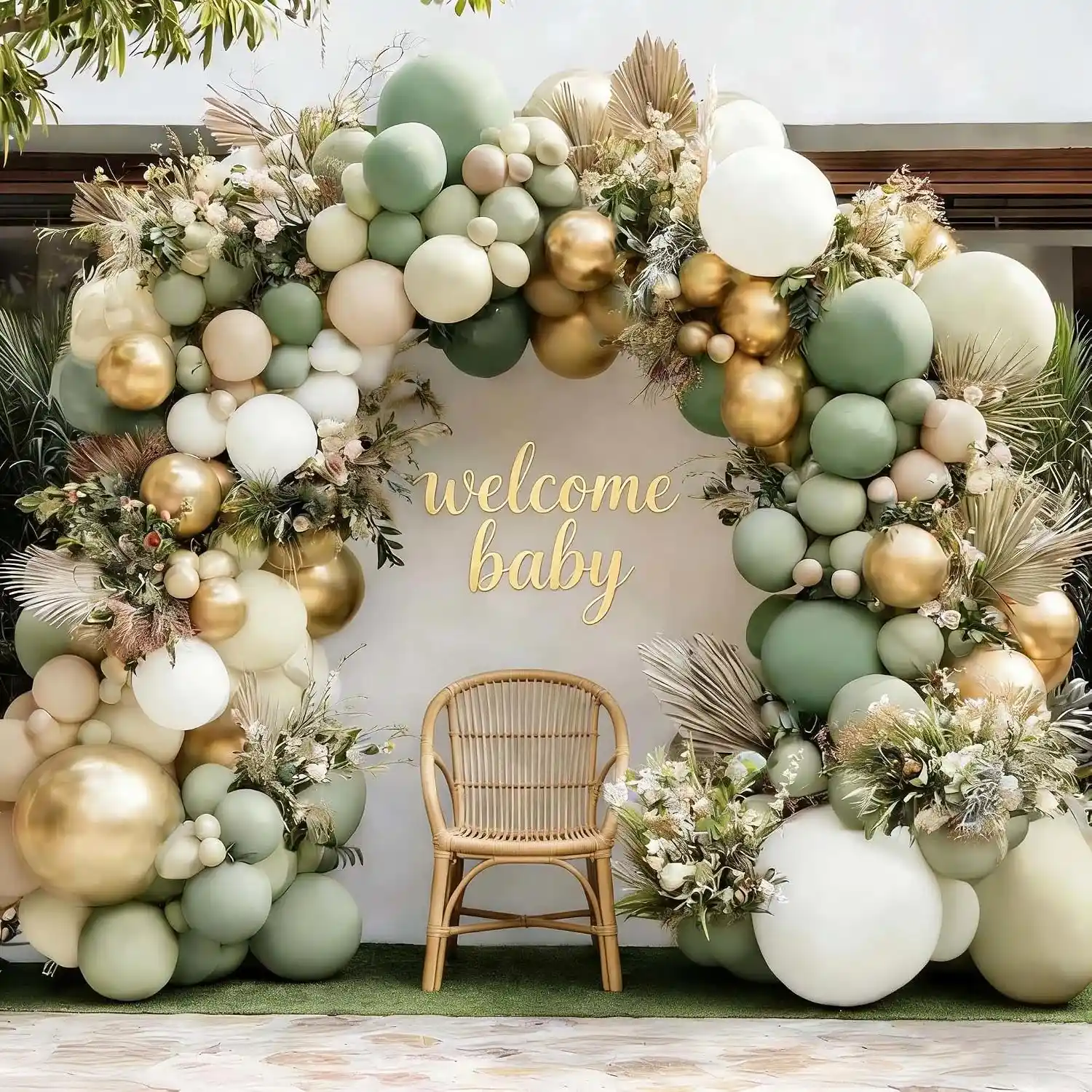 Sage Green Baby Shower Ballong Garland